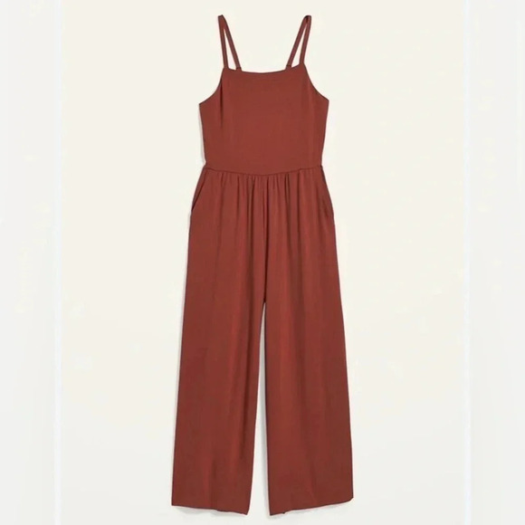 Old Navy Brown Knit Cami Wide Leg Jumpsuit Size L - Picture 2 of 7